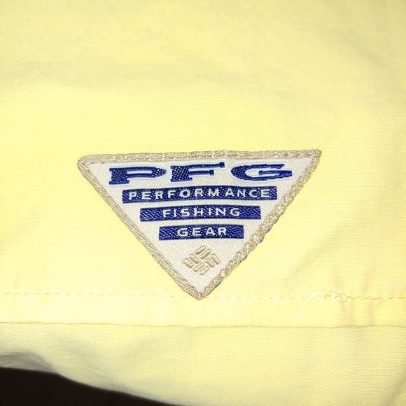 Columbia PFG Vented Breathable Long Sleeve Button Down Shirt Size L Yellow - Picture 10 of 12